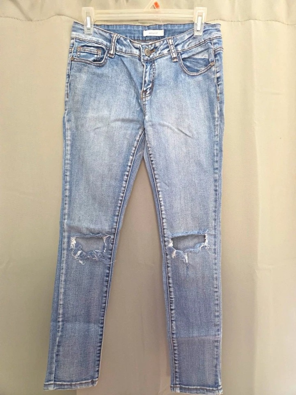 Blue Asphalt Faded Light Blue Distressed Skinny Jeggings